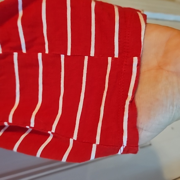 Maurices Red White Striped Double Ruffled Sleeve Top Medium - Picture 5 of 9